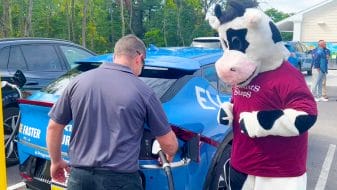 Flavor the cow learning how to charge an electric vehicle 