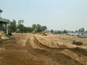 construction of a Stewart's shop, just dirt, shop not built yet