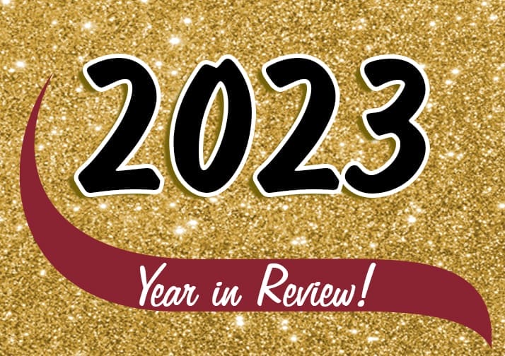 The year 2023 on a gold background. 2023 Recap: A Year of Stability, New Products & More!