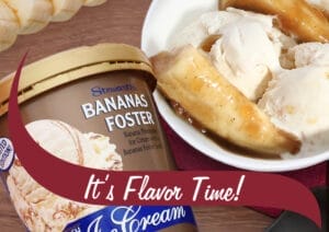 Made with a pineapple and banana ice cream it features a salty, sweet bananas foster swirl, a truly perfect combination. Bananas Foster pint and dessert.