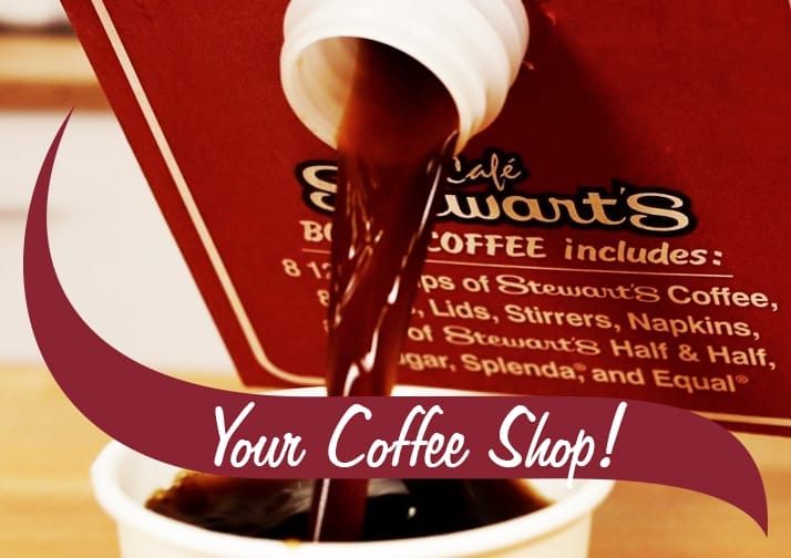 Coffee pouring out of a box of coffee. Your Coffee Shop.