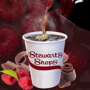 Cup of chocolate raspberry coffee.