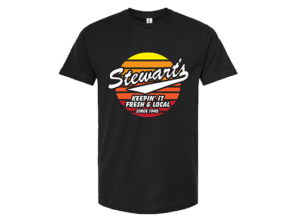 Black Stewart's Shops Retro T-Shirt. 