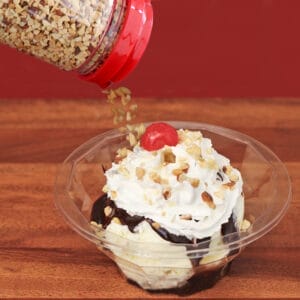 A Stewart's Hot Fudge Sundae with nuts. 