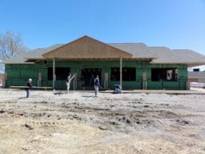 Front of Glenmont Shop unfinished and under construction. 