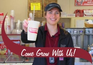 Stewart's photo of a seasonal employee and college student Katelyn holding a milkshake at the convenience store she works at in Delmar, New York.