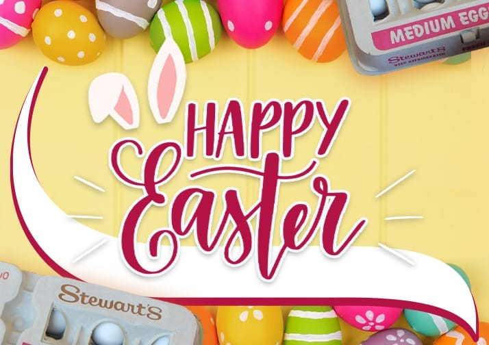 Happy Easter. Stewart's eggs and colored eggs.