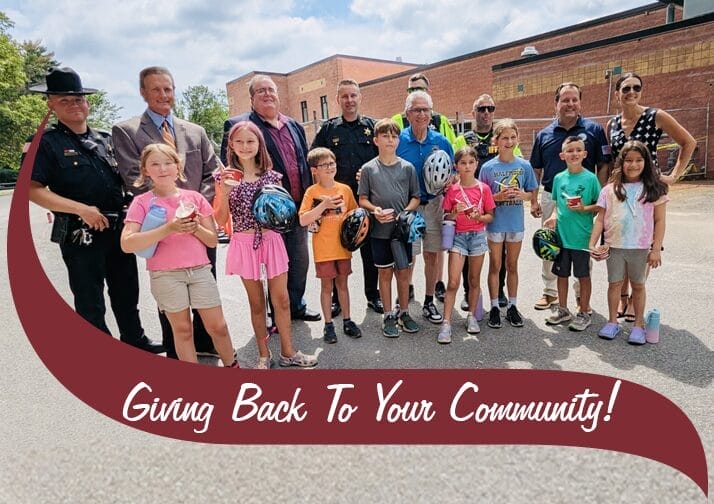 Senator Tesdisco Bike Helmet Safety Program. Giving back to your community. Kids with Stewart's Ice Cream