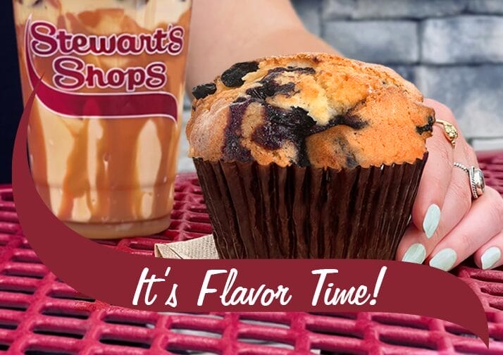 Muffin Mondays are back for the month of August. There is a muffin and a blueberry coffee with caramel swirl. Swish says It's Flavor Time