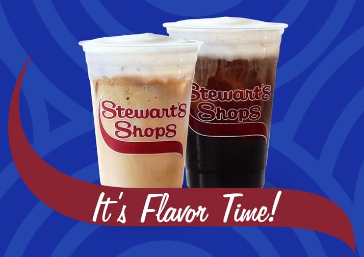 Two Stewart's iced coffees with cold foam. It's flavor time.
