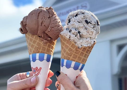 Stewart's Shops Chocolate and Cookies N Cream Waffle Cones.